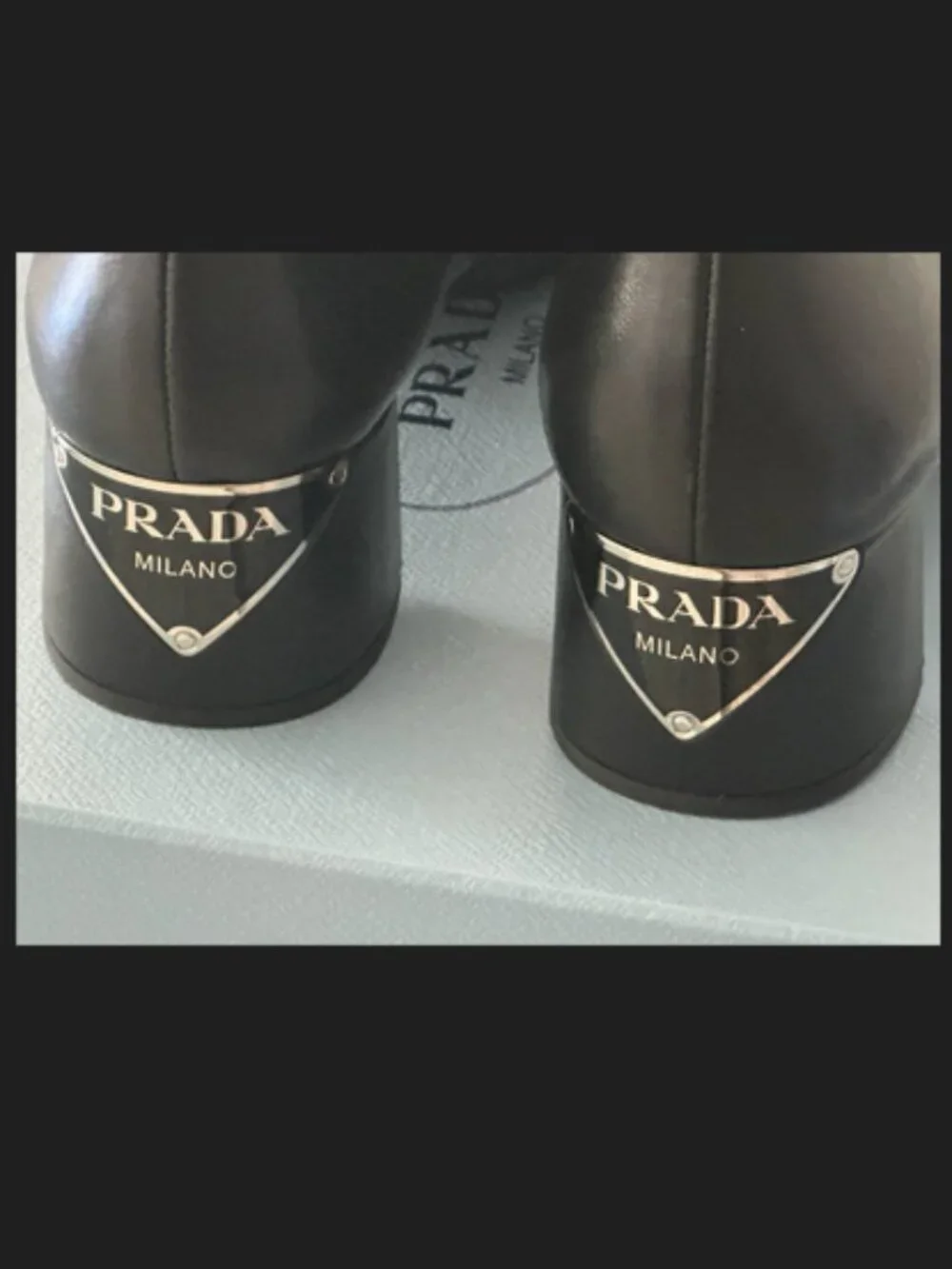 PRADA CAZLATURE DONNA BLACK LEATHER BOOTIES SZ 40.5 / 10.5 US - Picture 9 of 9